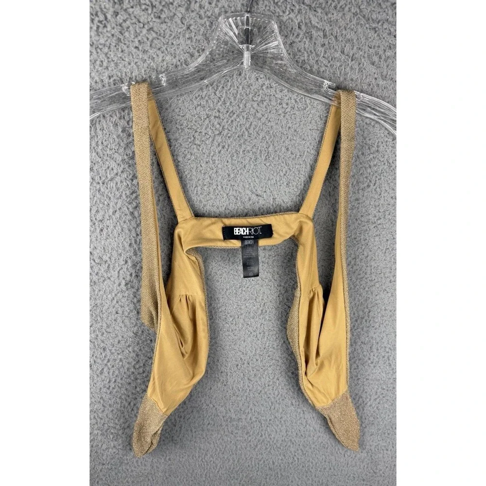 Beach Riot Gold Metallic Bikini Set  Grace Tie Front Top (M) & Claire Bottom (S)